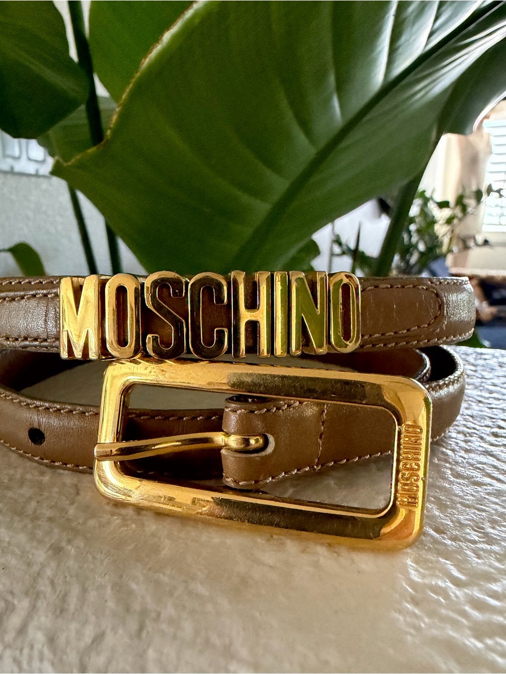 Vintage Moschino Logo Lettering Belt